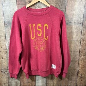 USC Retro Brand Trojan Collection Vintage Wash Sweatshirt Medium Red Gold